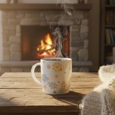 4 чашки для кави Com-Four® з кераміки, 250 мл, святковий дизайн (червоний/сірий/зелений/синій)