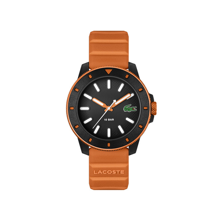 Годинник чоловічий Lacoste 12.12 Scuba кварцовий з силіконовим браслетом (помаранчевий)