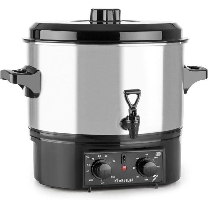 Klarstein Biggie Small - Canning Machine, Canning Pot, Preserving Pot, Mulled Wine Machine, electric, 16L capacity, 2000 watts, adjustable temperature, timer up to 120 minutes, silver