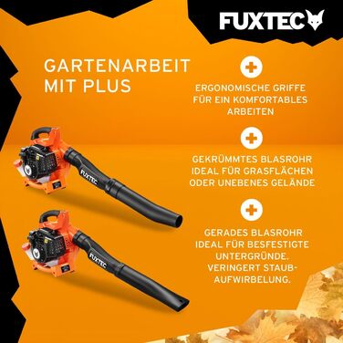 Бензиновий повітродув FUXTEC FX-LB126 2в1 з 2-ма насадками, розширюється до садового пилососа, 2-тактний двигун, швидкість повітря 71 м/с, преміум-клас