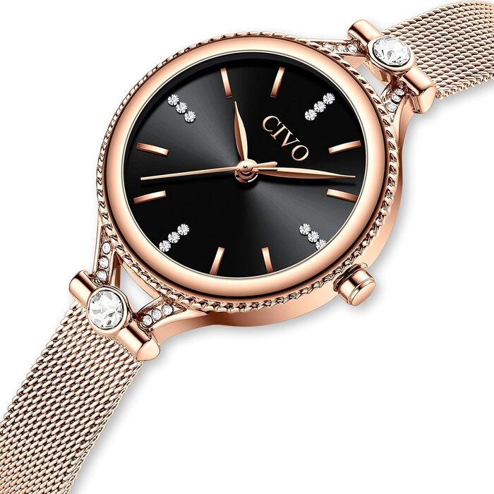Жіночий кварцовий годинник CIVO A-4 Rosegold: мінімалістичний аналоговий годинник на шкіряному ремінці, водонепроникний