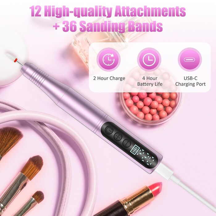 Електричний набір для манікюру та педикюру Nagelfräser 12 в 1: фрезер для гелевих нігтів, електрична нагрівальна машинка, набір для професійного догляду за нігтями