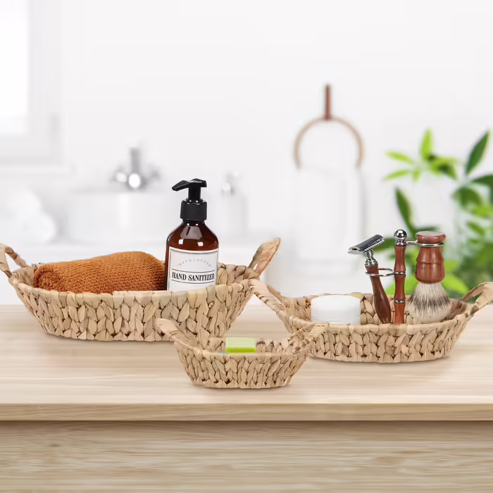 Relaxdays 3x Storage Baskets Water Hyacinth
