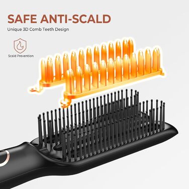 UKLISS Випрямляч для волосся з LED-дисплеєм, нагрівальний гребінець, захист від опіків, швидкий нагрів за 30 секунд