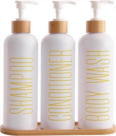 Набір флаконів для шампуню та гелю для душу, 500 мл, 3 шт. (біло-сірий)
