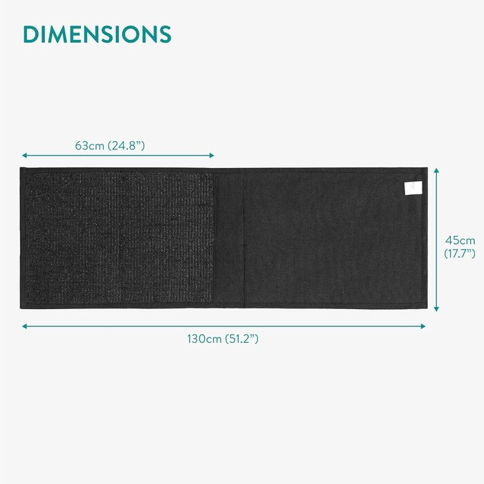 Navaris Cat Scratch Mat Scratch Protection Sofa - with 2 compartments - 128 x 45 cm Sisal Scratch Mat for Cat - Couch Cat Scratch Mat - also for Dogs (Black)