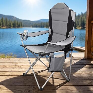 Крісло кемпінгове Spetebo XXL Deluxe антрацит, до 150 кг - широке, зручне, стабільне