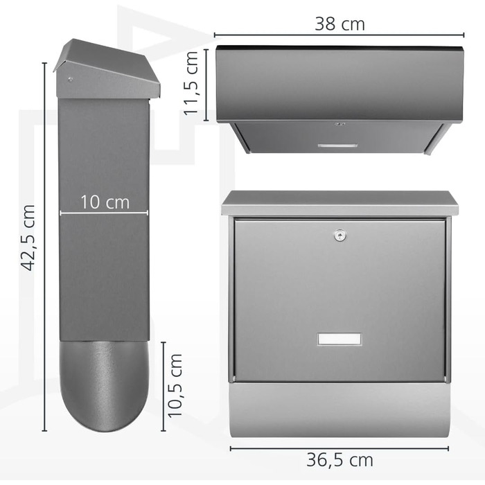 Поштова скринька Burg-Wächter з газетницею та табличкою для імені, нержавіюча сталь, формат DIN C4, 2 ключі, AMZ 2500 NI