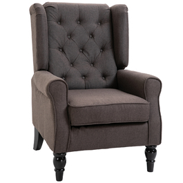 HOMCOM Single Armchair Recliner with Tufting, Wooden Feet, Brown, 76x86x108 cm, Comfortable Single Chair for Living Room & Reading Nook