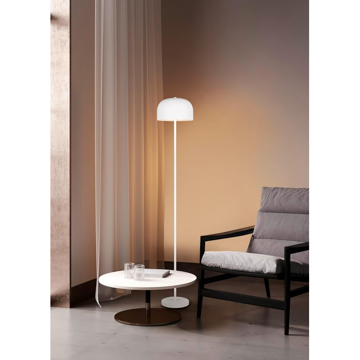 LED настільна лампа Julien: акумуляторна, USB-C, сенсорне керування, Ø 12 см, металева, 1.5W, IP20, матовий білий