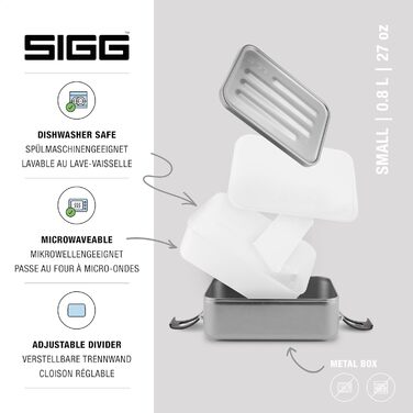 SIGG - Alu Lunchbox Plus - Lunchbox with Compartment - Award-Winning - Dishwasher Safe & Microwave Safe - Absolutely Leak-Proof - Feather-Light - BPA-Free