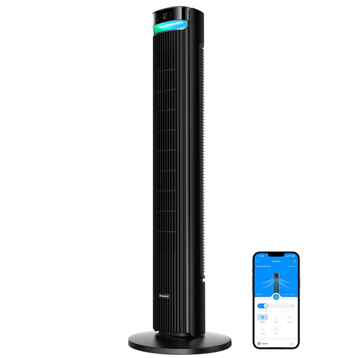 GoveeLife вентилятор-турбо з керуванням через додаток та голосом, 12 швидкостей, 5 режимів, таймер, чорний матовий