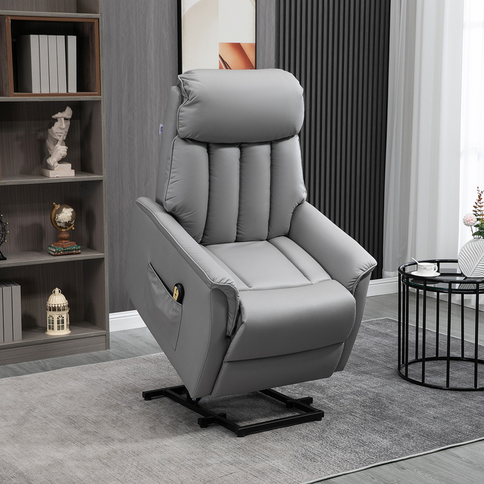 HOMCOM electric lift chair, upholstered recliner with lift assist and reclining function, TV chair with remote control