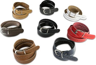 Чоловічий шкіряний ремінь Damengürtel з перфорацією, срібна пряжка, ширина 3 см, білий, виготовлено в Німеччині