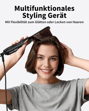 Випрямляч для волосся DSHOW для короткого волосся, 9 мм, 2-в-1 для бороди та чубчика, всі типи волосся (Чорний)