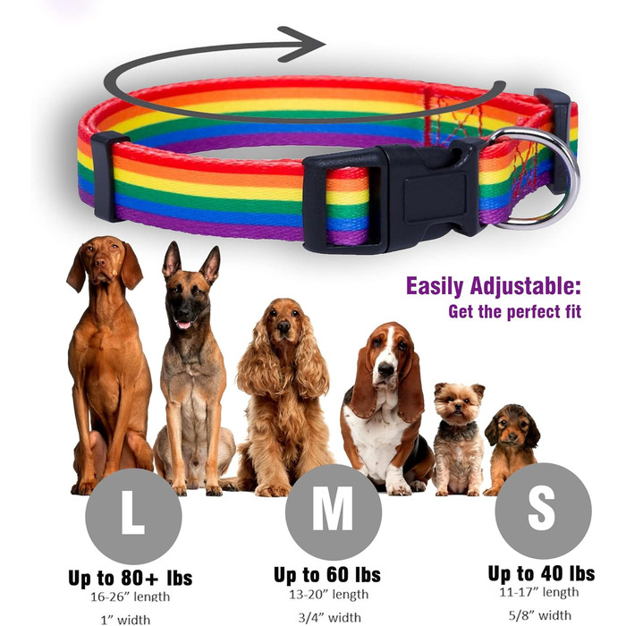 Нашийник для собак Native Pup з прапором ЛГБТК+, гордість, аксесуари для парадів, рівність, подарунок, аксесуари для підтримки ЛГБТК+ (малий)