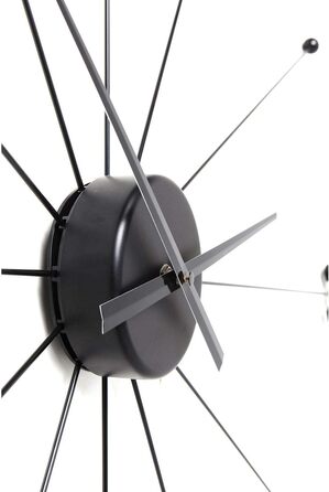 Kare Design Wall Clock Like Umbrella, Black, 100cm Diameter, Clock, Modern, Minimalist, Aluminum Frame, Round, Battery not included