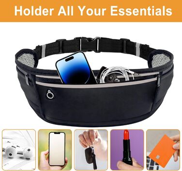 Пояс-сумка для бігу та спорту: водонепроникний пояс з 3 кишенями для телефону (до 18.3 см)