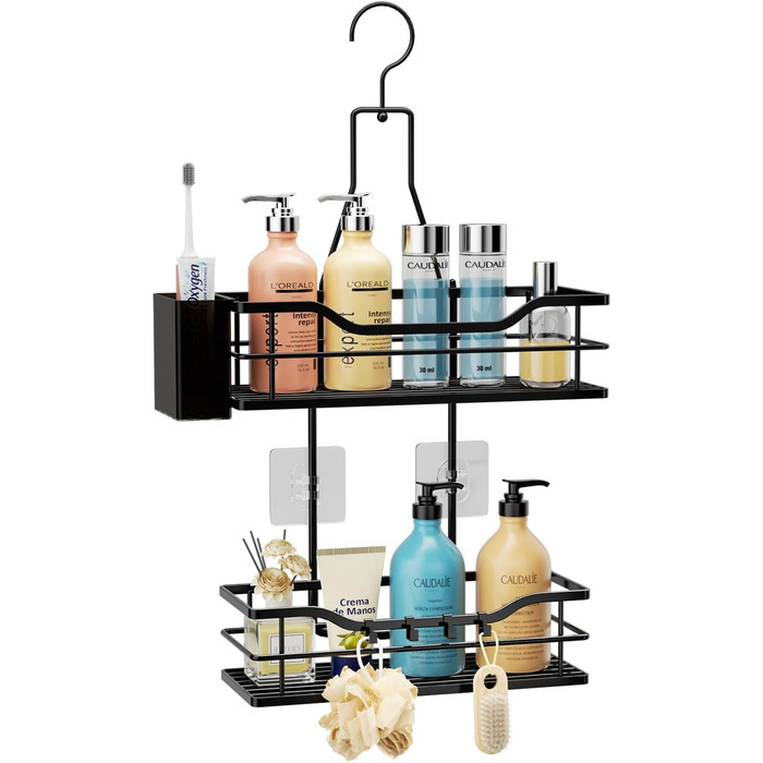 HapiRm Shower Shelf - Hanging Shower Rack 360° Adjustable Hook for Bathroom with 4 Hooks, Hanging Shower Caddy for Shampoo, Conditioner, and Bathroom Storage