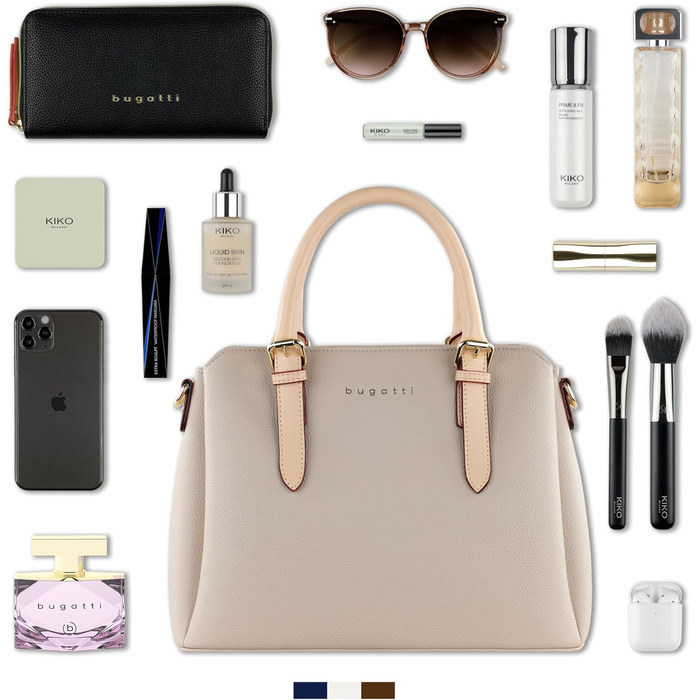 Сумка жіноча Bugatti Ella бежевого кольору, штучна шкіра, середнього розміру, стиль боулінг