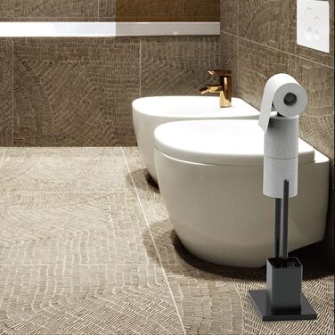 Тримач туалетного паперу з щіткою YUET з нержавіючої сталі, чорний | Набір для ванної кімнати