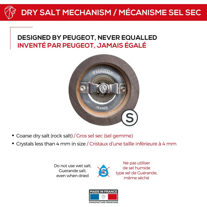 Млинок для солі PEUGEOT Paris, ручний, дерево, 30 см, класичне регулювання помолу, коричневий