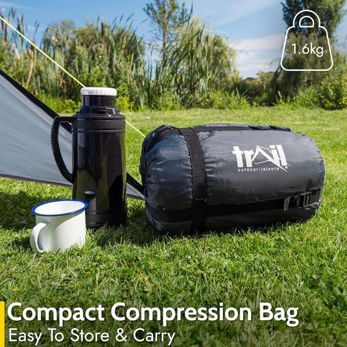 Спальний мішок для дорослих Trail 3 сезони – для кемпінгу, піших прогулянок, подорожей – 300 GSM – з внутрішніми кишенями – фіолетовий