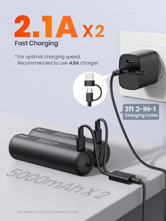 Електричні грілки для рук Warmco Magnetische 2 шт., 10000 mAh, багаторазові, 3 режими нагріву, powerbank, чорний