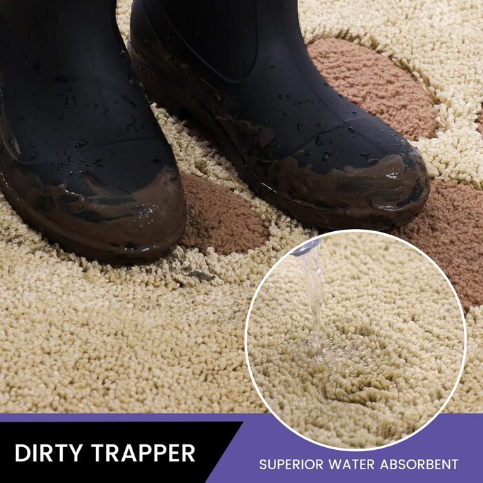 Килимок для дому 50x80 см, антиковзаючий, миючий, низький профіль, супер вбираючий, для брудних лап собак, бежевий