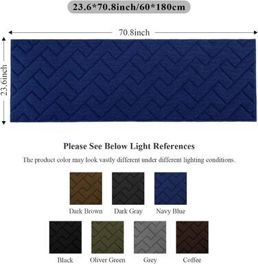 Килимок для дому та вулиці 50x80 см, миючий, вологостійкий, антиковзкий, для входу, порогу, патіо, галереї, саду (60 x 180 см, синій)