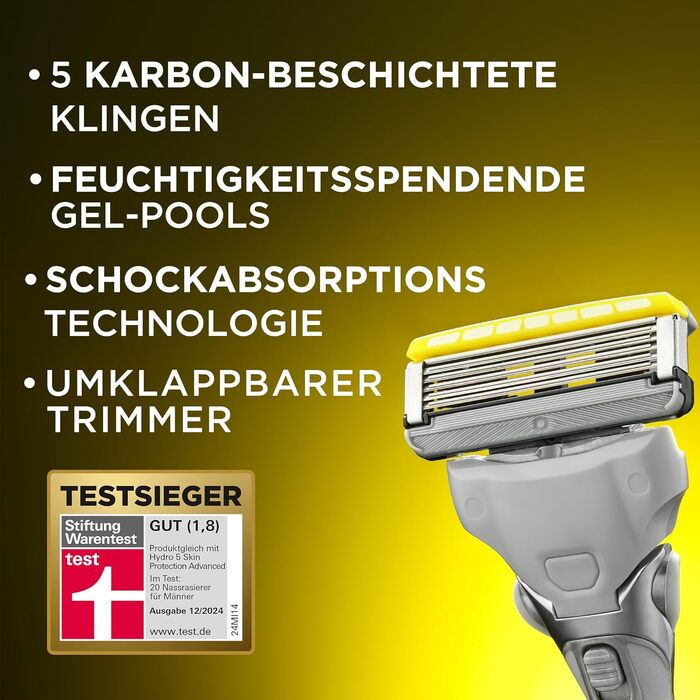 Бритва для чоловіків Wilkinson Sword Hydro 5 Ultimate: бритвенна система з 5 змінними касетами, зволожуючим гелем та технологією амортизації