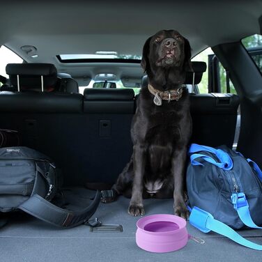 Складаний миска для води для собак SLSON, витокозахисний, портативний, для подорожей на авто, персиково-рожевий (світло-фіолетовий)