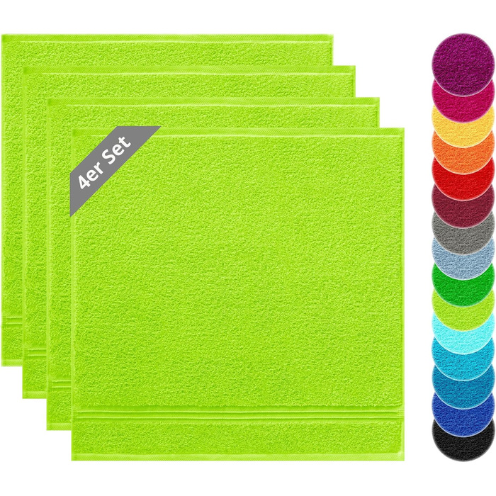 Lashuma 4-Piece Set of Small Kitchen Towels 50x50 cm, Linz Kitchen Towels for Hands Green