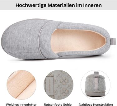 Жіночі домашні тапочки EverFoams з піною з пам'яті, легкі махрові півчобітки з неслизькою гумовою підошвою, сірий колір, розмір 39 EU