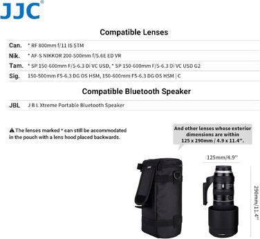 Чохол для об'єктива JJC DLP Deluxe, сумісний з Canon Zoom, DLP-7 (одинарний)