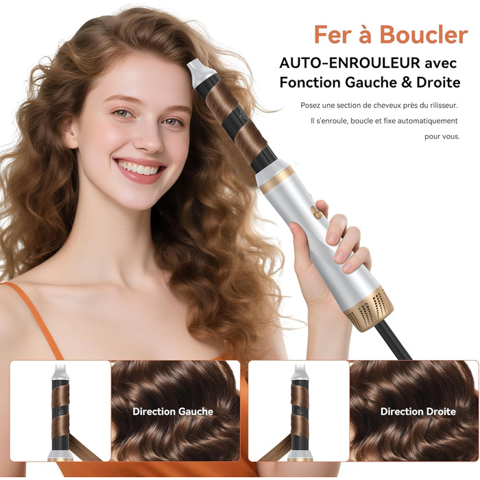 Air Styler: 5-в-1 Мультистайлер для волосся - фен-щітка, 800W, для об'єму, локонів, випрямлення та сушіння (Золотий)