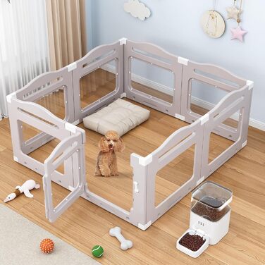 Клітка для цуценят з акрилу 60 см, 7+1 шт. з дверцятами, без ґрат, для дому, з присосками, прозора, теплий сірий колір, для собак та цуценят