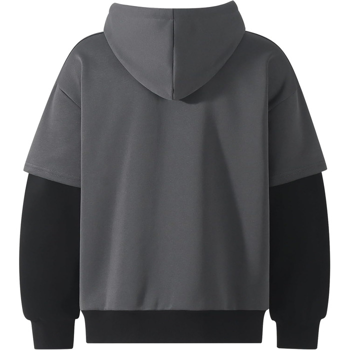 Чоловіча толстовка з капюшоном RUIZEHONG з блискавкою, спортивна куртка, блокований колір, повсякденний стиль, з кишенями, білий, чорний (сірий, чорний, L)