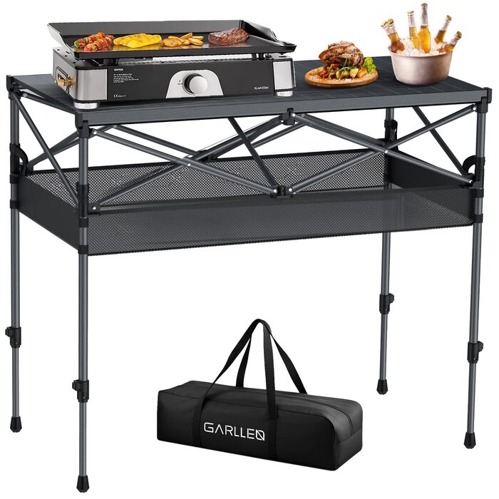 Зручний складаний туристичний стіл Garllen для пікніка та відпочинку на природі, 82x40 см, 2 рівня висоти (44/70 см), сталевий, з сумкою