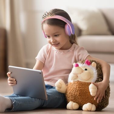 Дитячі навушники PowerLocus Bluetooth з обмеженням гучності 85dB, складні, з чохлом, Over-Ear, бездротові та провідні з мікрофоном, Micro-SD для телефону, ПК, планшета, зелені (Принцеса)