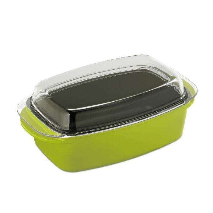 Relaxdays Green Roasting Pan with Glass Lid