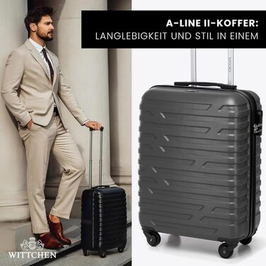 WITTCHEN A-line II Carry-on Suitcase, Cabin Luggage, Hand Luggage, Rolling Suitcase, Travel Suitcase, Boarding Suitcase, Hard Shell, ABS, High-Quality and Stable, Size S (Gray)