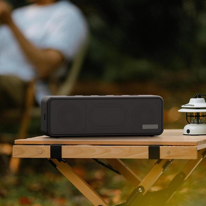 Портативна Bluetooth колонка Raymate з подвійним басом 20W, IPX7, TWS, 15 годин роботи, чорна