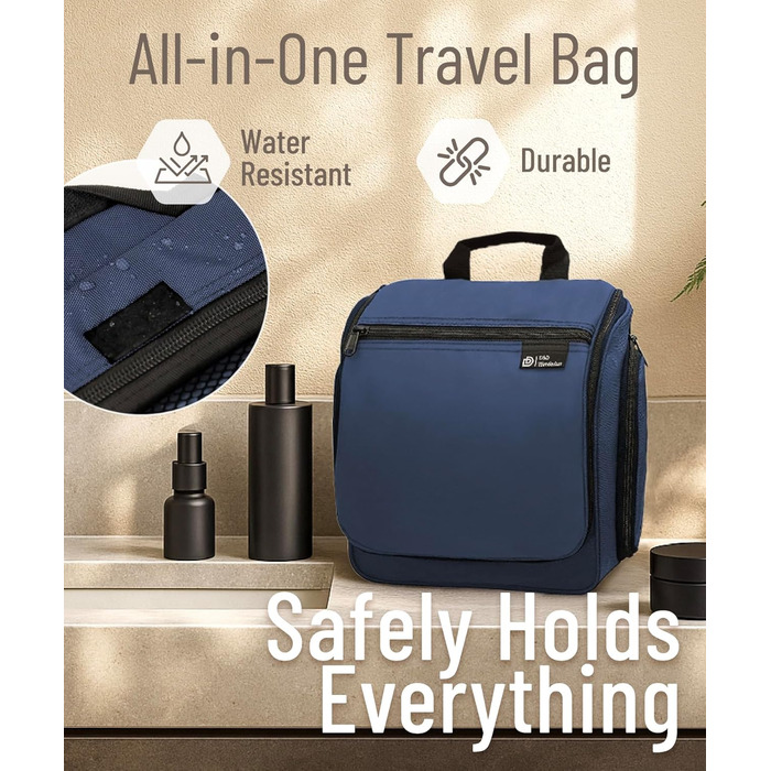 Набір для туалетних аксесуарів D&D – Розкладний органайзер для подорожей з металевим гачком (блакитний)