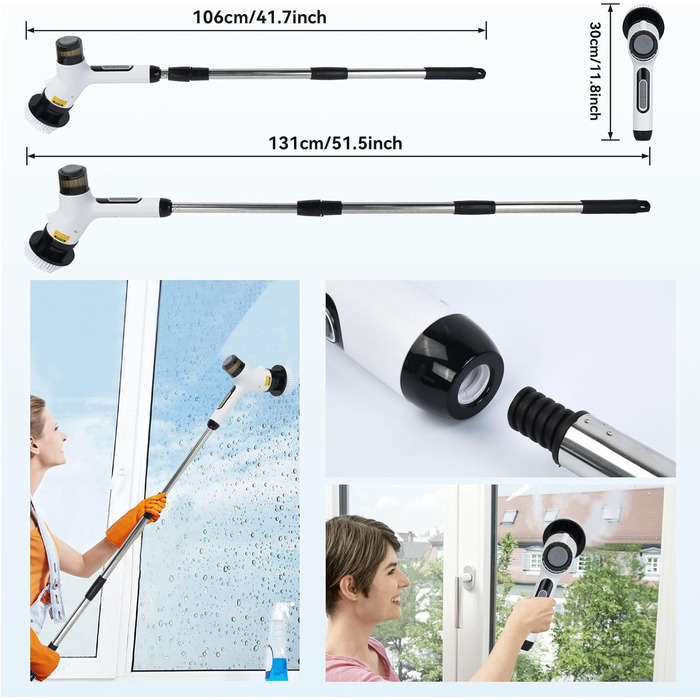 Електрична щітка для прибирання OTRAKI з 7 насадкоми: для ванної, кухні, плитки, авто