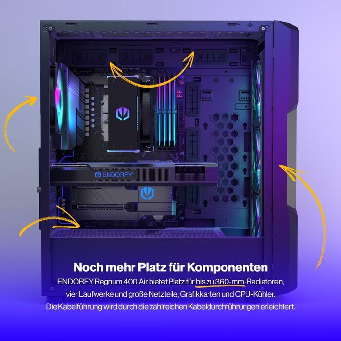 Корпус для ПК Endorfy Regnum 400 Air ATX, загартоване скло, 4x120мм ARGB вентилятори