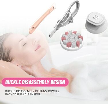 Електрична щітка для спини 6-в-1: для тіла, для душу, для педикюру. Рожева