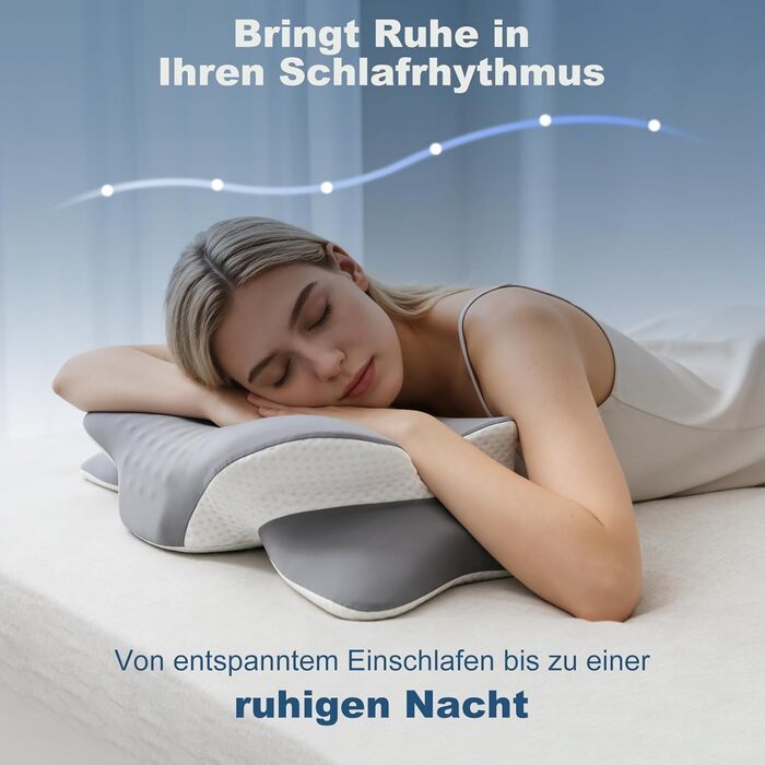 Подушка для шиї та голови з 3D-підтримкою шиї, CertiPUR-US та OEKO-TEX сертифікацією, для тих, хто спить на боці, спині та животі. Дихаюча, знімний та пральний чохол.