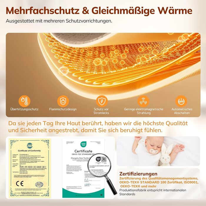 Електрична ковдра Keenstone з 9 рівнями нагріву, автоматичним вимкненням, машинне прання, антрацитовий колір