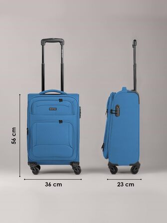 Набір валізак SMARTBOX 3 шт. для жінок та чоловіків | Легкі та міцні валізи-ролери, якісний softcase, 4 колеса та кодовий замок | Розширювані | Slate-blue (Сіро-блакитний), розмір S (56 см)